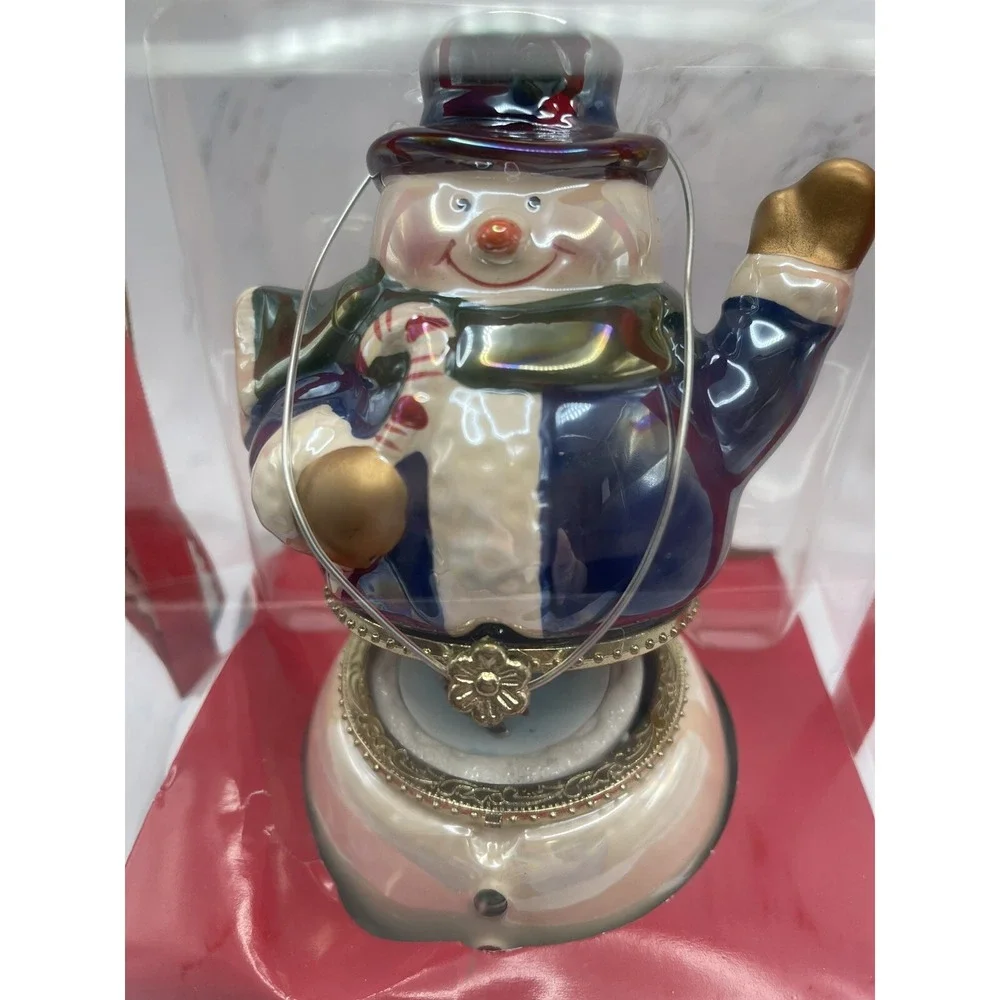 MR. Christmas‎ Snowman Musical Trinket/Music Box  Rotating Skaters NEW